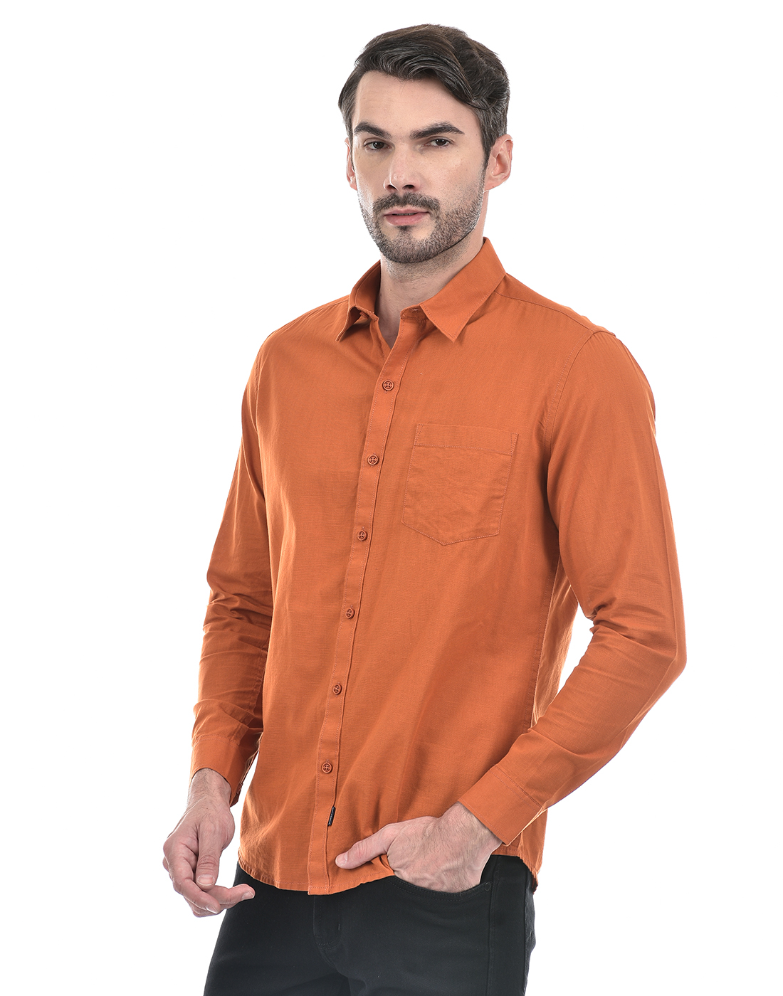 Numero Uno Men Solid Orange Shirt